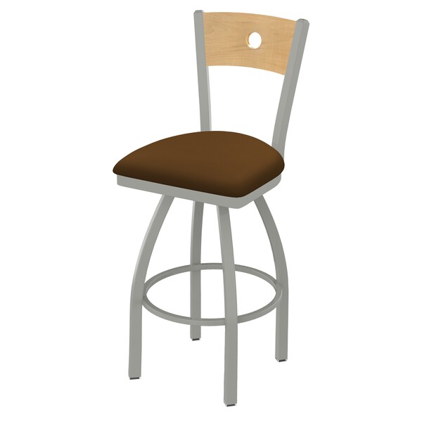 25" Swivel Counter Stool, Nickel Finish, Nat Back, Canter Thatch Seat